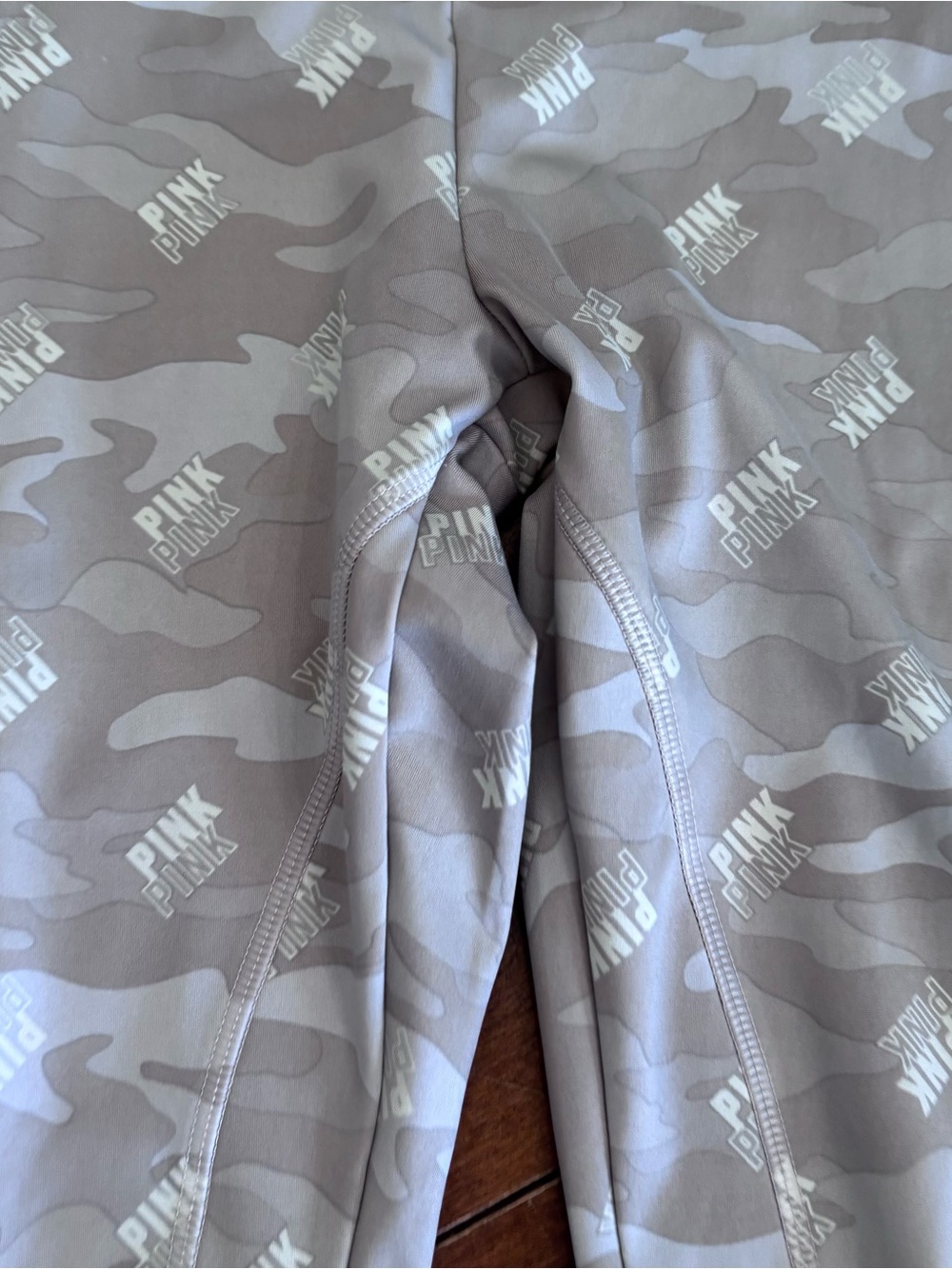 PINK Victoria's Secret Light Tan Camo Leggings with Logo - Picture 3 of 9